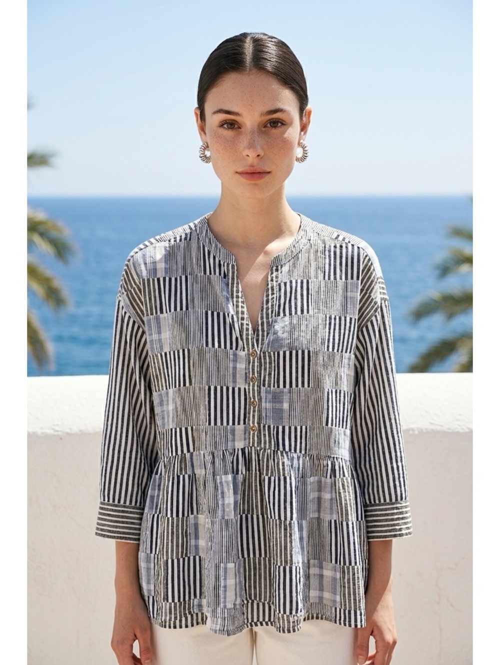 Maeve Anthropologie Striped Patchwork Blouse Size Small